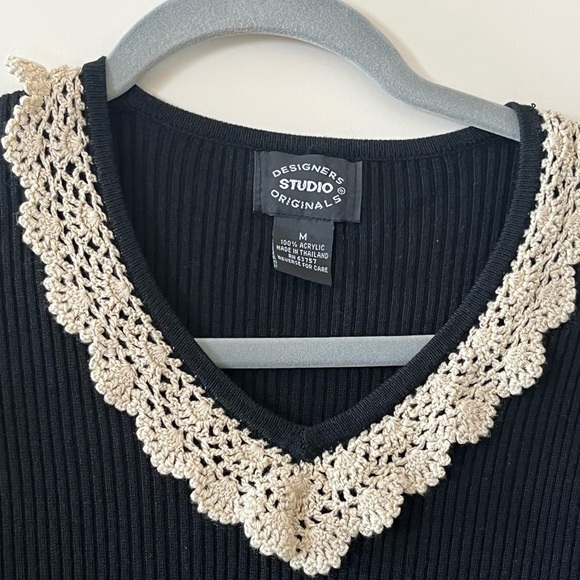 Designers Originals Black Top with Cream Lace - Picture 2 of 10